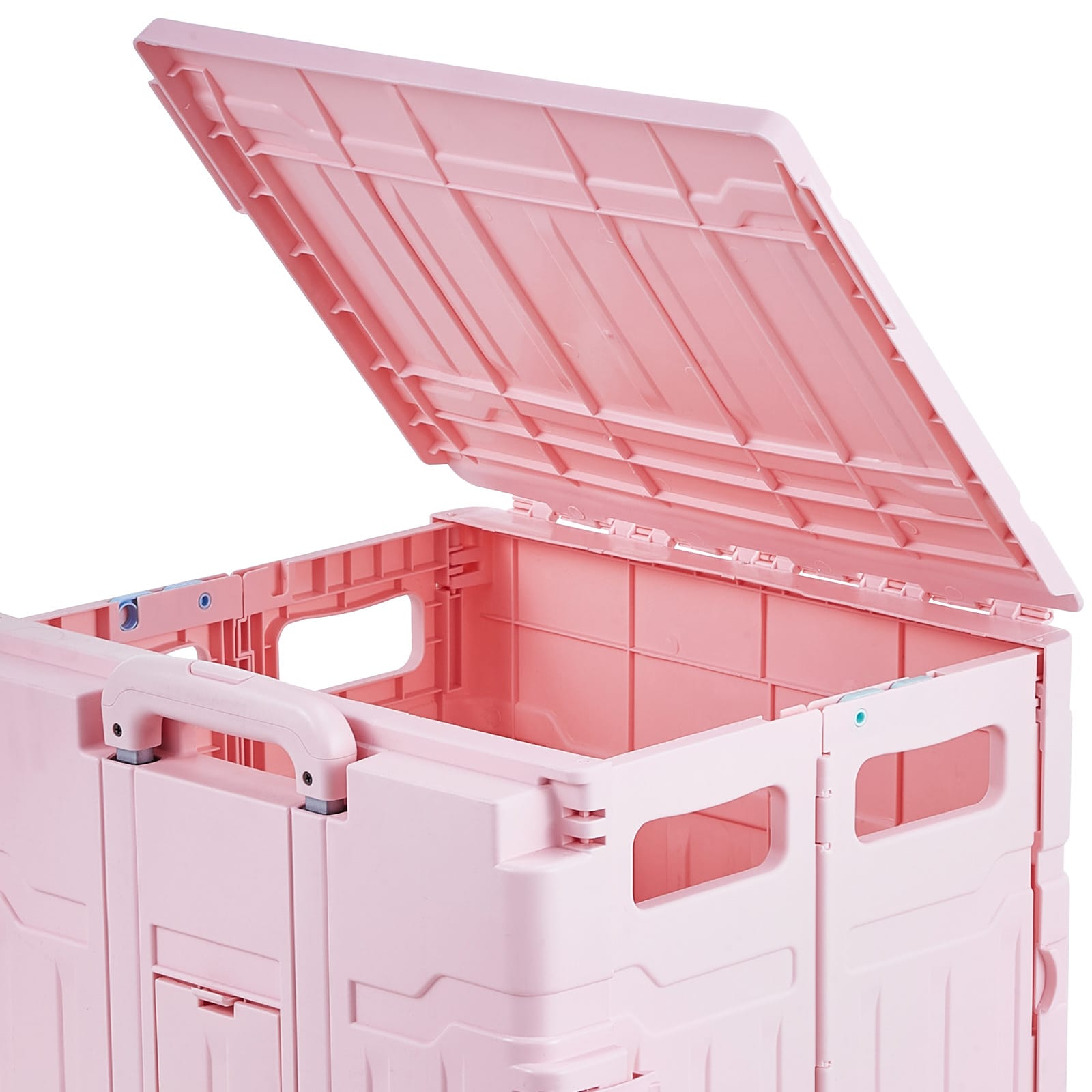 Foldable Trolley With Stair Climbing Wheels And 65l Storage Crate_voghion.com